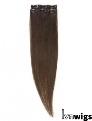 Popular Brown Straight Remy Human Hair Clip In Hair Extensions