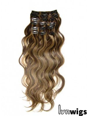 Clip In Hair Extensions With Remy Wavy Style Brown Color