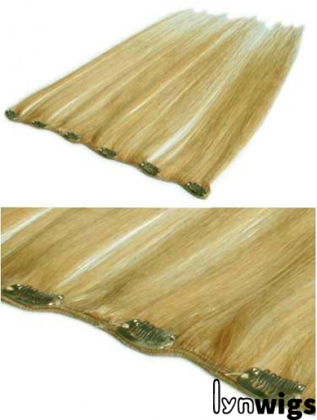 Flexibility Blonde Straight Remy Human Hair Clip In Hair Extensions