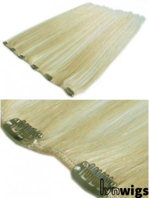 Designed Blonde Straight Remy Human Hair Clip In Hair Extensions