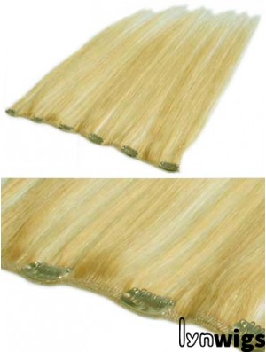 Affordable Blonde Straight Remy Human Hair Clip In Hair Extensions