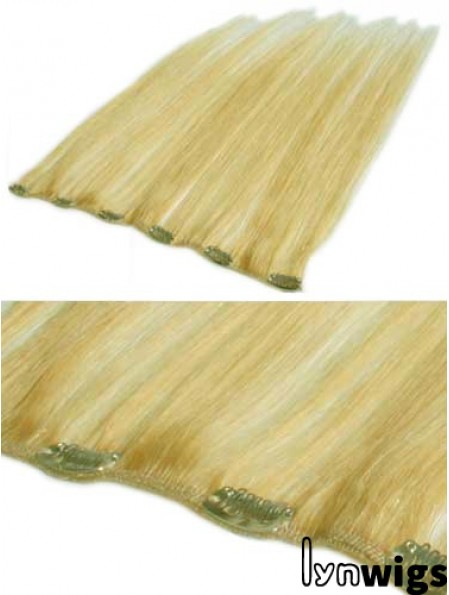 Affordable Blonde Straight Remy Human Hair Clip In Hair Extensions