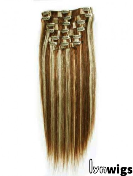 New Brown Straight Remy Human Hair Clip In Hair Extensions