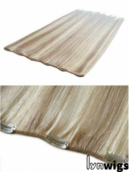 Convenient Blonde Straight Remy Human Hair Clip In Hair Extensions