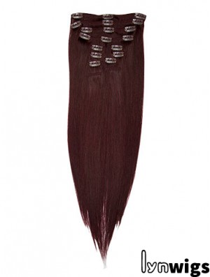 Fashionable Red Straight Remy Human Hair Clip In Hair Extensions