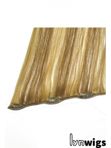 No-Fuss Blonde Straight Remy Human Hair Clip In Hair Extensions