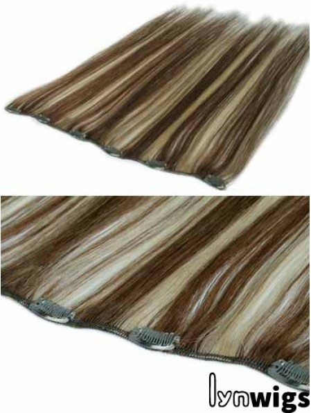 Hair Extensions Clip In Brown Color Straight Style With Remy