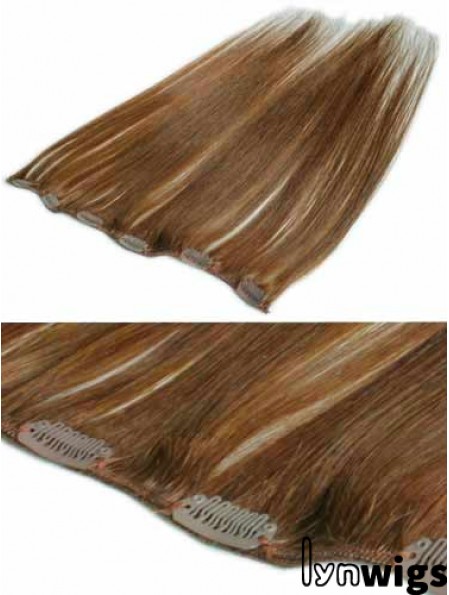 Comfortable Brown Straight Remy Human Hair Clip In Hair Extensions