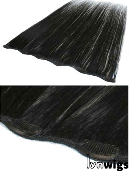 Popular Black Straight Remy Human Hair Clip In Hair Extensions