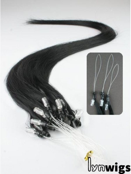 Fashionable Black Straight Micro Loop Ring Hair Extensions