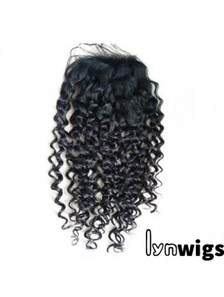 Lace Closures Curly Style Black Color Long Length With Remy