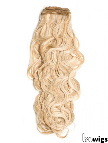 Curly Remy Human Hair Blonde Stylish Weft Extensions