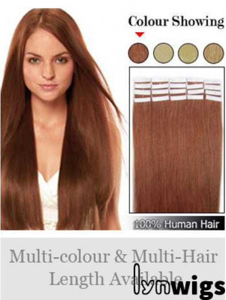 Auburn Straight Ideal Remy Human Hair Tape In Hair Extensions