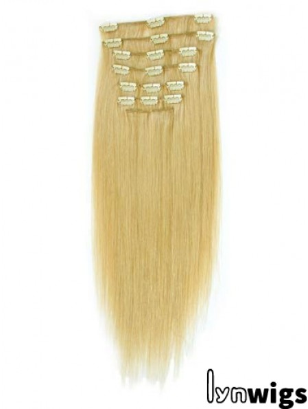 Suitable Blonde Straight Remy Human Hair Clip In Hair Extensions