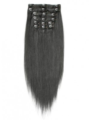 Incredible Black Straight Remy Human Hair Clip In Hair Extensions