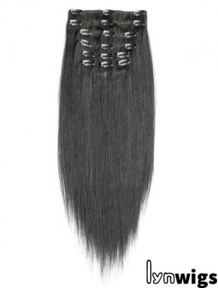 Incredible Black Straight Remy Human Hair Clip In Hair Extensions