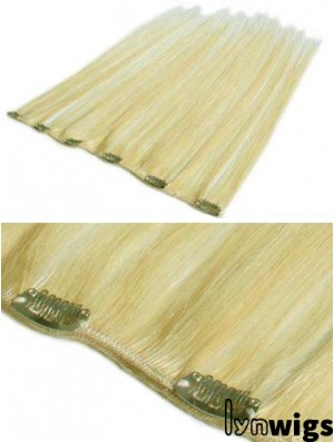 Cheapest Blonde Straight Remy Human Hair Clip In Hair Extensions