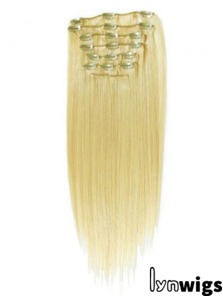 Style Blonde Straight Remy Human Hair Clip In Hair Extensions