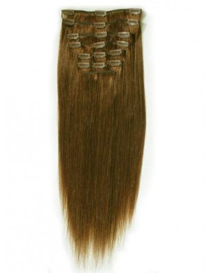 Ideal Brown Straight Remy Human Hair Clip In Hair Extensions