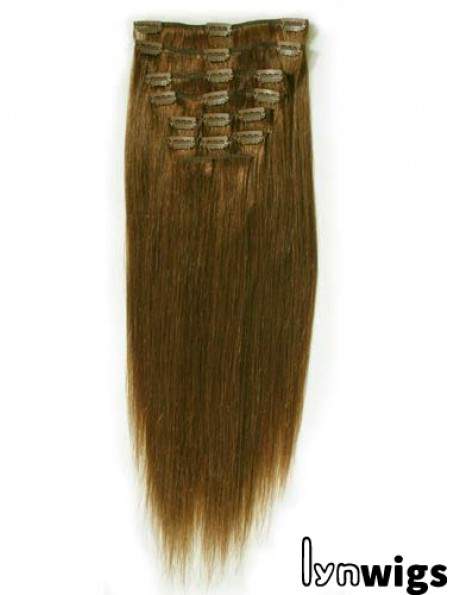 Ideal Brown Straight Remy Human Hair Clip In Hair Extensions