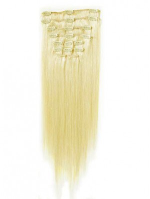 Perfect Blonde Straight Remy Human Hair Clip In Hair Extensions