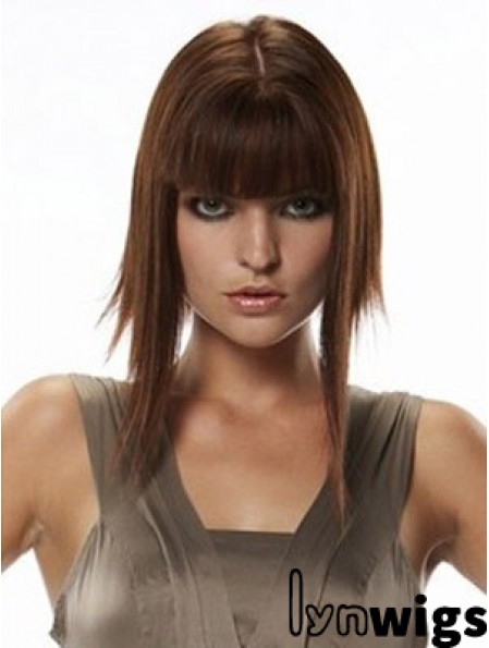 Human Hair Hairpieces Straight Style Long Length Auburn Color