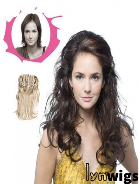 Long Curly Brown Sleek Synthetic Half Wigs