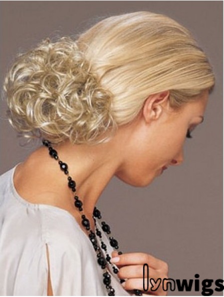 Ideal Blonde Curly Synthetic Clip In Hairpieces