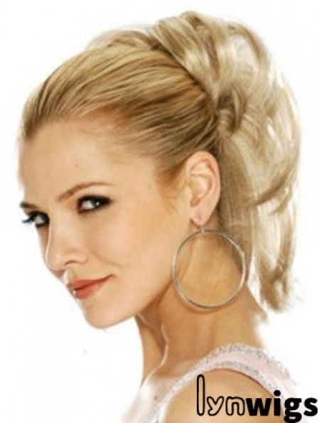 Hairpieces Clip In Blonde Color Straight Style With Synthetic