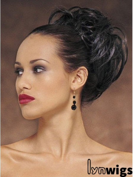 Exquisite Black Wavy Synthetic Clip In Hairpieces