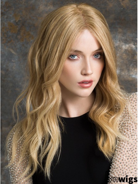 Long Lace Front Wigs Blonde Color Wavy Style Human Hair Wigs