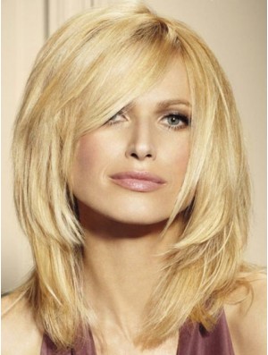 100% Human Hair Wigs Blonde Color Shoulder Length Layered Cut