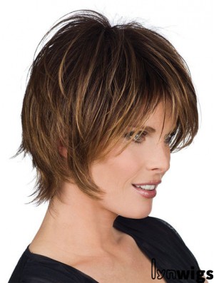 Real Human Hair Wigs With Capless Layered Cut Short Length