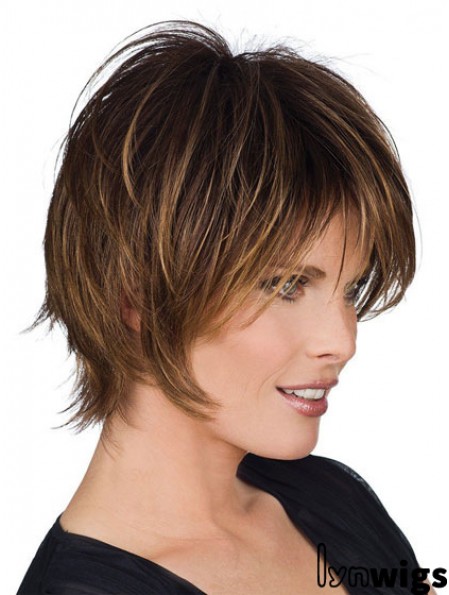 Real Human Hair Wigs With Capless Layered Cut Short Length