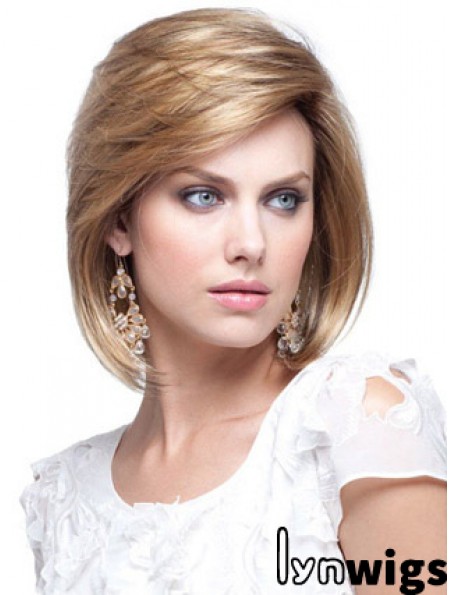 Human Hair Bob Wigs Chin Length Capless Blonde Color Bobs Cut