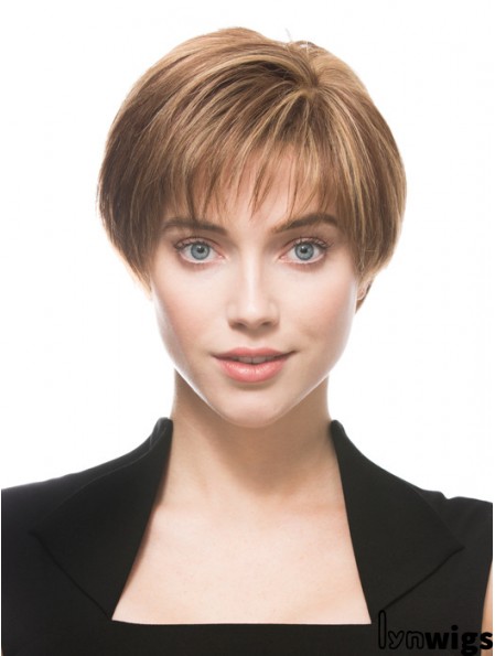 Monofilament Human 100% Hand Tied Boycuts Short Length Straight Style