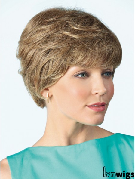 Monofilament Wig Human 100% Hand Tied Curly Style Short Length Boycuts