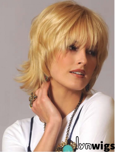 Human Hair Wigs Wavy Wigs Blonde Color Wavy Style With Capless