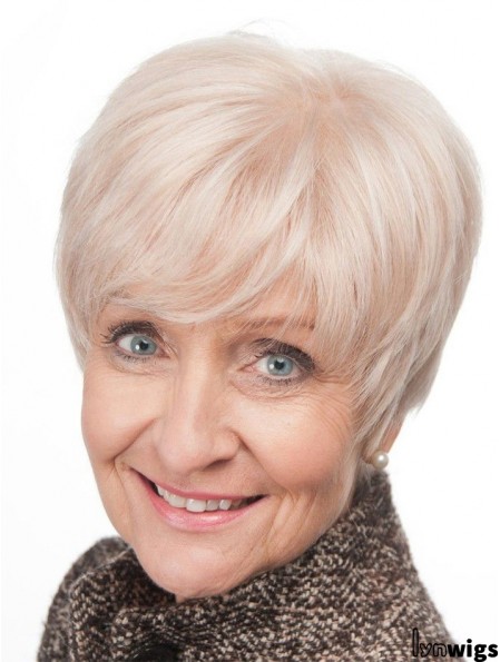 Short Hair Wigs For Older Women With Lace Front Grey Cut