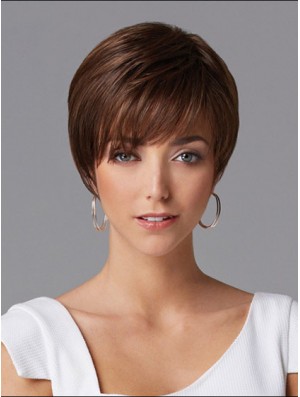 Hair Wigs For Women Cropped Length Straight Style Auburn Color