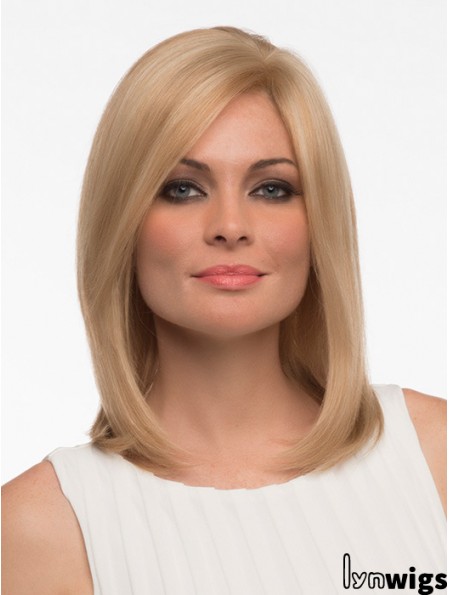 Straight Human Hair Straight Style Shoulder Length Blonde Color