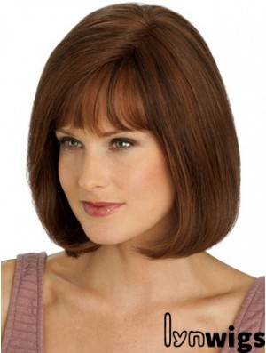 Short Bob Wigs Human Hair Chin Length Monofilament Straight Style