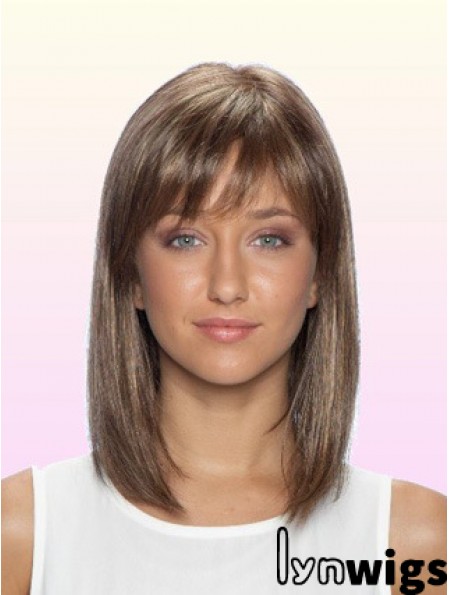 100% Glueless Human Hair Lace Front Wigs With Bangs Stright Style