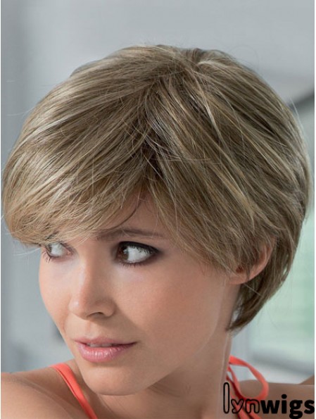 Mono Human Hair Wigs With Lace Front Short Length Boycuts