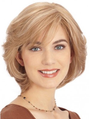 Human Hair Lace Front Monofilament Top Wigs Blonde Color Chin Length