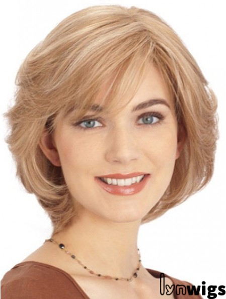 Human Hair Lace Front Monofilament Top Wigs Blonde Color Chin Length