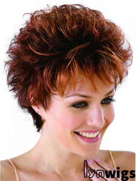 Remy Human Cropped Lace Front Curly Petite Monofilament Cap Wigs