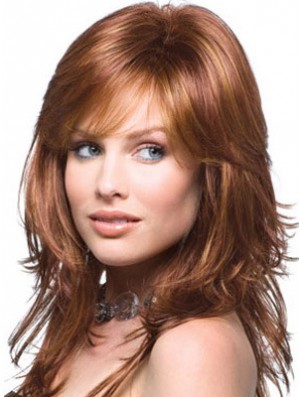 Layered Comfortable Wavy Auburn Long Synthetic Wigs