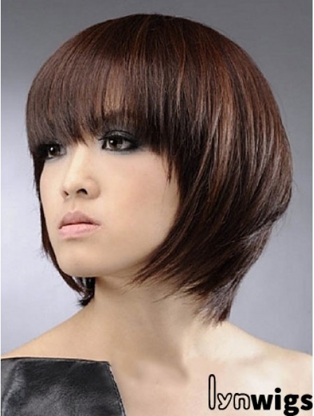 Chin Length Straight Bobs Capless Synthetic Wigs Bob Style