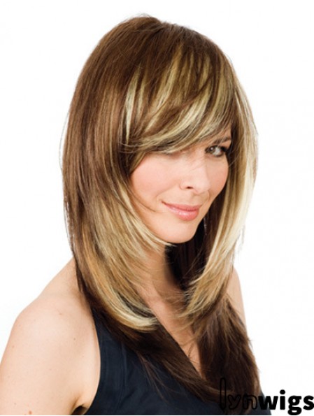 16 inch Blonde Long Layered Wavy Comfortable Lace Wigs